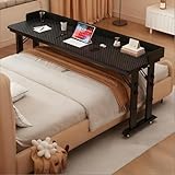 Überbetttisch mit Rollen, höhenverstellbar, mobiler, kleiner Stehpult für Schlafzimmer und Krankenhaus, Computer-Arbeitsplatz mit Schallwandhalter