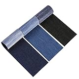 3 Rollen Jean Flicken zum Aufbügeln, 8 * 50cm Reparatur Patches Kleidung Selbstklebende Bügelflicken für Kinder Erwachsene(Dunkelblau, Hellblau, Schwarz)