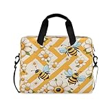 Laptoptasche mit Bienenblumen, Gelb gestreift, für Damen und Herren, Computertasche, Laptop-Hülle, Aktentasche für 14/15,6/16 Zoll Notebook, Laptop, Schultertasche für Büro, Schule, Arbeit, Reisen,