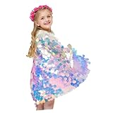Holibanna Wunderschöner Meerjungfrau Umhang Für ädchen Glitzernder Mantel Für Aufführungen Größe L Bunt Ideal Für Karneval Fasching Und Prinzessinnen Kostüme Geeignet Für Eine