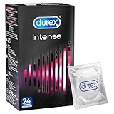 Durex Intense Kondome – Perfekter Sitz & leichtes Abrollen - mit Noppen, Rippen & mit Desirex-Gel befeuchtet – angenehmes Minzaroma – 24er Pack (1 x 24 Stück)