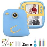 LAIHKUN Kinderkamera Sofortbildkamera, 1080P Sofortbildkamera Kinder mit 32-GB-Karte, Druckerpapier*2 und Aufkleber, Kinder von 3-12 Jahren (Blau)