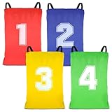 LPZMPZ Sackhüpfen Säcke Kindergeburtstag Set, 4 Hüpfsäcken, Outdoor Spielzeug Gartenspiele für Kinder, Kindergeburtstag Partyspiele für Geburtstag Familienfeier (Rot Gelb Blau Grün)