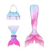 Generisch 𝙈eerjung𝙛rau 𝙛losse Mädchen Bikini Set Badeanzug 3 Teiliges Kinder Cosplay 𝙈eerjung𝙛rauen𝙛losse Bikinis Swimwear Performance-Outfit Sommer Badebekleidung Badeanzug