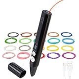 PEARL FreeSculpt 3D Drucker Stift: Kompakter 3D-Stift, USB-C-Stromversorgung, 20 Bunte PLA-Filamente (3D Stifte Bilder, 3D Stifte Kunstwerke, Kugelschreiber)