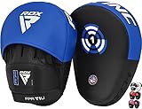 RDX Handpratzen Kampfsport Boxen MMA Training, Maya Hide Leder, Boxpads Schlagpolster Kickboxen Boxpratzen Weiß Schwarz, Trainerpratzen Handschlagpolster Boxing Pad, Schlagkissen Taekwondo Muay Thai