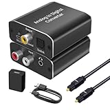 AMANKA Analog zu Digital Audio Konverter mit Optischem Kabel- Analog auf Digital Wandler RCA Cinch + 3.5mm Audio-Klinke zu Toslink/SPDIF Koaxial Audio Adapter für TV DVD Blu-Ray PS3 XBOX -Aluminium