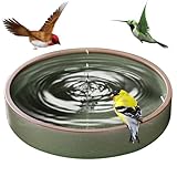 XVHOAB Vogelbad für Garten, 8, 3 Zoll rundes Keramikvogelbad, grüne 1300 ml außerhalb der Schüssel mit stabilem Rutschboden für Garten