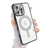 Newseego für iPhone 16 Pro Max Hülle, Glitzer Funkelnde Diamanten Handyhülle Kompatibel mit MagSafe Luxuriös Bling TPU Glitter 6,9 Zoll Schutzhülle Fallschutz Stoßfest für iPhone 16 Pro Max Schwarz