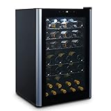 HCK Weinkühlschrank, 115 Liter, Vollglas-Designtür mit Touchpanel, Kühlzonen 4-22℃, Weinschrank für den Gewerblichen Einsatz, Schwarz