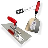 WERKFIT Profi Glättekelle Set inkl. 100mm Gipserspachtel - Rostfreie Glättspachtel aus Edelstahl -Ergonomische Putzspachtel mit Softgriff (Glättekelle Set 100mm)