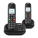 ALCATEL XL685 Voice Duo - Schnurloses Festnetztelefon DECT für Senioren im XL-Format mit Anrufbeantworter - Große Tasten - Audio Boost - Lautsprecher - Anrufblockierung - 2 Mobilteile - Schwarz