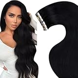LaaVoo Tape Extensions Echthaar, Schwarz Tape in Extensions 40cm Skin Weft Echthaar Extensions Tape Schwarz Remy Hair Extensions Tape in Echthaar Glatt 40g 20PCS #1