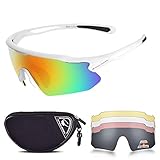 Snowledge Sportbrille Fahrradbrille Herren und Damen Radsportbrille Sonnenbrille Erwachsene Sport Radbrille Polarisiert Windschutz Brille Motorradbrille Rahmen TR90 UV400 Schutz