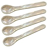 EDZARD 4er-Set Eierlöffel Perlmutt (runde Enden, Länge 11 cm), Handarbeit, echtes Meer-Perlmutt, 100% Naturprodukt, Kaviarlöffel, Perlmuttlöffel für Ei und Kaviar, edle Verpackung