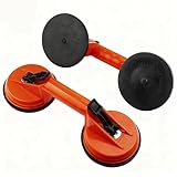 Saugheber,2er-Pack Glasheber,Doppelsaugnäpfe-Kann 80 kg tragen,Ergonomischer Griff,Geeignet für Glas, Fliesen, Marmor, Laminatböden (orange)