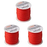 Meister Maurerschnur rot - 3er Set - 100 m Länge - Ø 1,7 mm - Polyethylen geflochten - Knotenfest - Reißfest & Belastbar - Auf Spule / Richtschnur / Bauschnur / Lotschnur / Pflasterschnur / 6305450