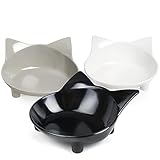 Futternapf Katze,Katzennapf 3er Set Rutschfester Katzennapf Für Katzen Mit Wasser, Trockenfutter, Nassfutter Erleichterung Von Whisker-Müdigkeit Spillageprävention Futterschüssel Katze Das Langlebig
