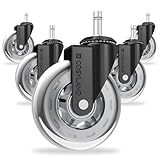 COSYLAND Bürostuhl Rollen 11mm x 22 mm - 5er Set Rollen für Bürostühle - Super Leise und Weiche für Hartböden, Parkett, Teppich, Laminat, Keine Bodenschutzmatte Nötig, Grau