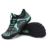 SAGUARO Kinder Barfußschuhe Jungen Badeschuhe Mädchen Trainingsschuhe Atmungsaktiv Zehenschuhe rutschfest Fitnessschuhe Grün A Gr.32