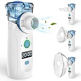 Inhalationsgerät, Bowfar Leise Inhaliergeräte mit 2 Medizinbechern für Erwachsene Kinder, Partikelgröße 2-5µm, Wiederaufladbare Tragbare Ultraschall Nebulizer Inhalator Vernebler Inhaliergerät-Schwarz