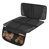 vnfsmy Kindersitzunterlage Auto ISOFIX Geeignet Sitzschoner Autos Kindersitz Autositzschoner Schutzunterlage mit Rückenlehnenschutz Autositzauflage Autositzschutz Auto Geeignete Unterlage (Schwarz)
