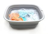 SAMMART 9,45L (2,5 Gallon) Collapsible Tub - Foldable Dish Tub - Portable Washing Basin - Space Saving Plastic Washtub (M. Grey, Mittel)