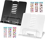 2 Stück Leseständer, Lostwry Leseständer Metall Buchständer Kinder Schule Bücherständer 6 Stufen Verstellbar Kochbuchständer Tablette Buchständer für Küche Büro Schule Zuhause (Schwarz+Weiß)