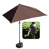 1,8 m / 2,4 m rechteckiger Sonnenschirm für Terrasse, halber Sonnenschirm, wasserdicht, Sonnenschutz, einfaches Öffnen/Schließen, für Veranda, Außenmöbel