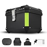 Top Case Motorrad für Kofferraum und Helm, universell mit Sicherheitsschloss, aus wasserdichtem ABS-Kunststoff (57 l)