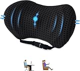 Aipwerer Lendenwirbelkissen Auto, Ergonomische Lordosenstütze für Auto, Bürostuhl Memory Foam, Orthopädisches Lumbalkissen Anti-Rutsch Gurt, Atmungsaktiv, Schmerzlinderung Lordosekissen