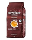 Schwiizer Schüümli Crema, 100 Prozent Arabica Kaffeebohnen, aromatisch-intensiv, für Vollautomaten, Stärke 3/5, mittlere Röstung, Rainforest Alliance-zertifiziert, 1kg