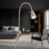 BRILONER - LED Leselampe mit Ein/Aus-Schalter, schwenkbar, viele Befestigungspositionen, Wandleuchte Innen, Wandlampe, Bettlampe, Lampe Bett, Leselicht, Nachttischlampe, 40,3x21,7 cm, Matt-Nickel
