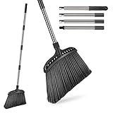 Masthome Besen mit Stiel,141 cm Straßenbesen,Gartenbesen Breite 35cm ,Effizient,Langlebig, Robuster kehrbesen mit langem stiel für Hof,Garage,Terrasse,Piazza,Straße-Schwarz