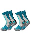Occulto Damen Wandersocken 2er Pack (Modell: Gerlinde) Türkis-Grau 39-42