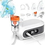 Inhaliergerät Maschine für Erwachsene,LED Digitalanzeige Inhalationsgerät Kinder, Kompressor Vernebler Tragbare mit Timing-Funktion Nebulizer Vernebler Inhaliergeräte Baby Erwachsene Kinder (Grau)
