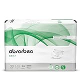 Absorbeo Windel EXTRA 30 Stück, Saugfähiges Hilfsmittel für Mittlere Blasenschwäche, Absoluter Komfort, Totaler Schutz, Anti-Odour-System, Vollständig Atmungsaktiv, Unisex, Größe M