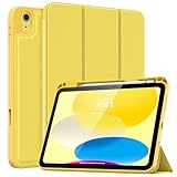 MoKo Hülle für iPad 10. Generation 2022 mit iPencil Halter, Dünne iPad 10,9 Zoll Hülle Cover mit Auto Schlaf/Aufwach Funktion Schutzhülle iPad 2022, Gelb
