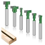 Tkxjry 6-tlg T-Nutfräser Schaft,T-Track Schlitz Holz Fräser,T-Slot Cutter Router Bit Set,T-Nutfräser Hartmetall,T-Track Slotting Fräser,T-Nut Router Bits Set,T-Nutfräser,Für Gängige Sechskantschrauben