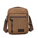 Vohoney Herren-Schultertaschen Umhängetasche Herrentasche Klein Crossbody Bag Handtasche Tasche Umhängen Messenger Bag Handgelenktasche Canvas Vintage Shoulder Bag(Braun Canvas Umhängetasche)