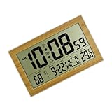 MAGICLULU 1 Stück Elektronischer Wandwecker Ohne Ticken Mit Thermometer Funkwecker Für Zuhause Lautloser Analogwecker Mit Lichtfunktion Und Temperaturanzeige Batteriefrei