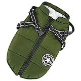 Aiboria Hundejacken für den Winter Winddicht Wasserdicht, 2 in 1 Outfit Kaltwettermantel, Welpen Winter Warme Jacke, Kleines Hundewestengeschirr (S, Grün)