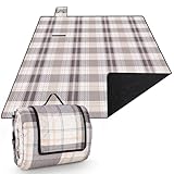Tixexo Picknickdecke 200x200,picknickdecke wasserdicht wasserdicht Waschbar, isoliert stranddecke Sandfrei XXL,Bequeme leicht zu tragen für Outdoor, Camping, Strand (Schwarzes weißes Karo)