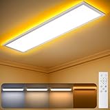 LuJasi LED Deckenleuchte Dimmbar, 36W 3600LM LED Panel Flach 100x25cm, Deckenlampe mit Fernbedienung 3000-6500K mit Nachtlicht 1800K 8W für Schlafzimmer Wohnzimmer Küche