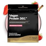 Protein Works | Vegan Protein 360 – GOLD Innovation, Erdbeer-Sahne, 16 Portionen, 100% pflanzlich & natürlich, Premium-Multi-Protein-Mix, fettarmer & kalorienarmer Shake, 500g