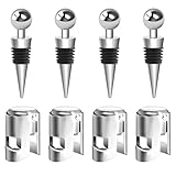 8 Stück Flaschenverschlüsses Set, 4 Weinflaschenverschluss und 4 Sektverschluss, Sektflaschenverschluss Flaschenverschluss Bierflaschen Weinstopper aus Edelstahl für Rotwein