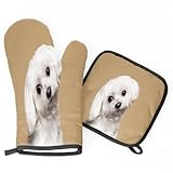 Ufuson Hübsche Ofenhandschuhe und hitzebeständige Topflappen, Ofenhandschuh-Set, 2-teiliges Set für Küche, Backen, Kochen, Grillen, Grillen, Geschenke, Küchendekoration