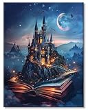 AG.AIIEU Malen nach Zahlen Erwachsene, DIY Handgemalt Ölgemälde Zauberschloss - Paint by Numbers Adult Mit - 3 Pinseln und Acrylfarbe knitterfreie leinwand Kit - 40 x50 cm
