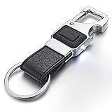 Hongyantech Männer Leder Schlüsselanhänger Metall Autoschlüssel Ring Multifunktionale Werkzeug Schlüsselhalter, Flaschenöffner Keychain