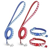 2 Sets Welpenhalsband mit Leine Set für Katzenstreu, Katzenleine und Halsband-Set mit Glöckchen, Halsbänder für kleine Hunde, Kätzchenleinen, kein Geschirr, Welpen-Trainingsleinen, Katzenhalsbänder